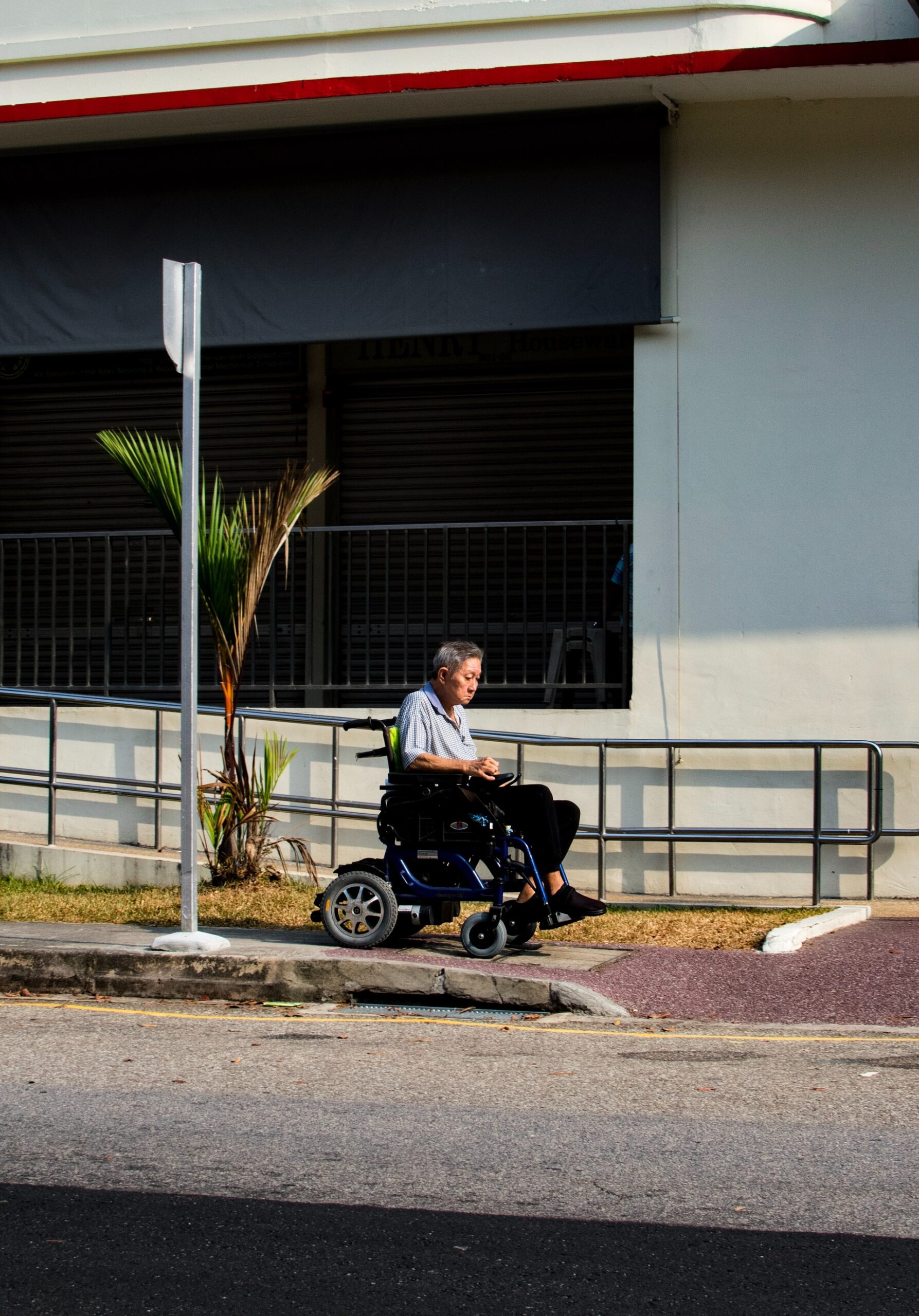repetitive problem, no caregiver, man riding wheelchair